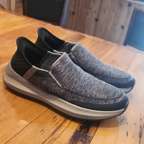 Skechers | Shoes | Skechers Mens Black And Gray Slipon Loafers | Poshmark